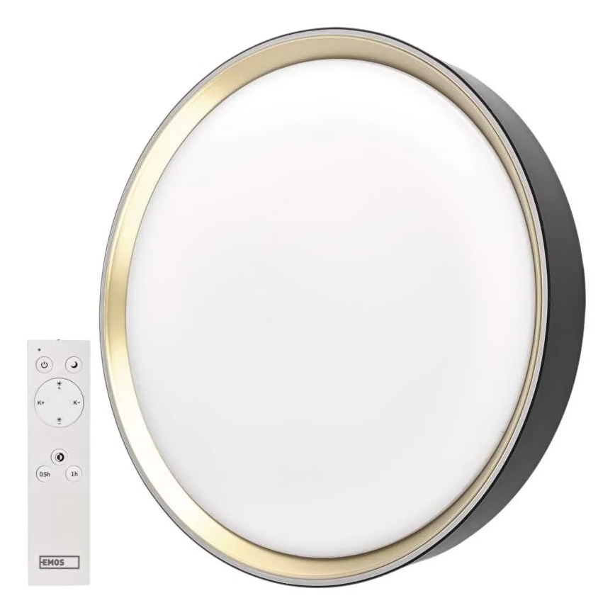 Dimeriuojamas LED lubinis šviestuvas ILVI LED/30W/230V 2700-6500K skersmuo 40 cm juoda/žalvaris + nuotolinis valdymas