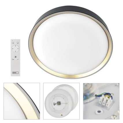 Dimeriuojamas LED lubinis šviestuvas ILVI LED/30W/230V 2700-6500K skersmuo 40 cm juoda/žalvaris + nuotolinis valdymas
