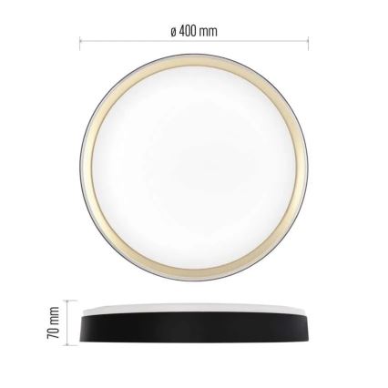 Dimeriuojamas LED lubinis šviestuvas ILVI LED/30W/230V 2700-6500K skersmuo 40 cm juoda/žalvaris + nuotolinis valdymas