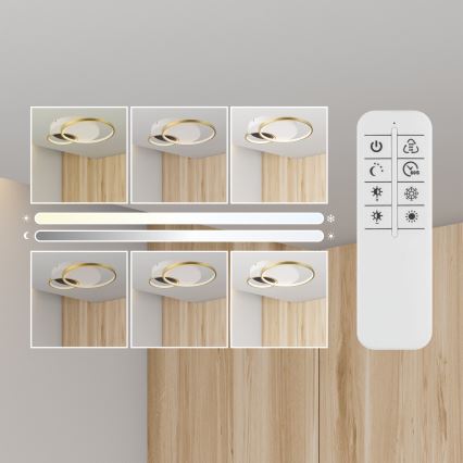 Pritemdomas lubinis šviestuvas BENITO LED/31W/230V 3000-6500K balta/auksas