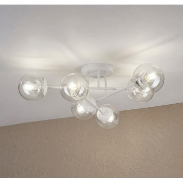 Pritvirtinama prie lubų liustra MALENA 6xE14/5W/230V balta/skaidri