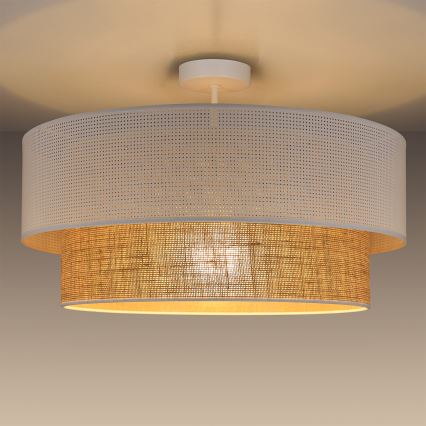 Pritvirtinamas lubų šviestuvas BORHO 1xE27/60W/230V Ø 40 cm balta/džiutas