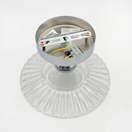 Pritvirtinamas prie lubų liustras TRISH 1xE27/15W/230V blizgus chromas/skaidrus