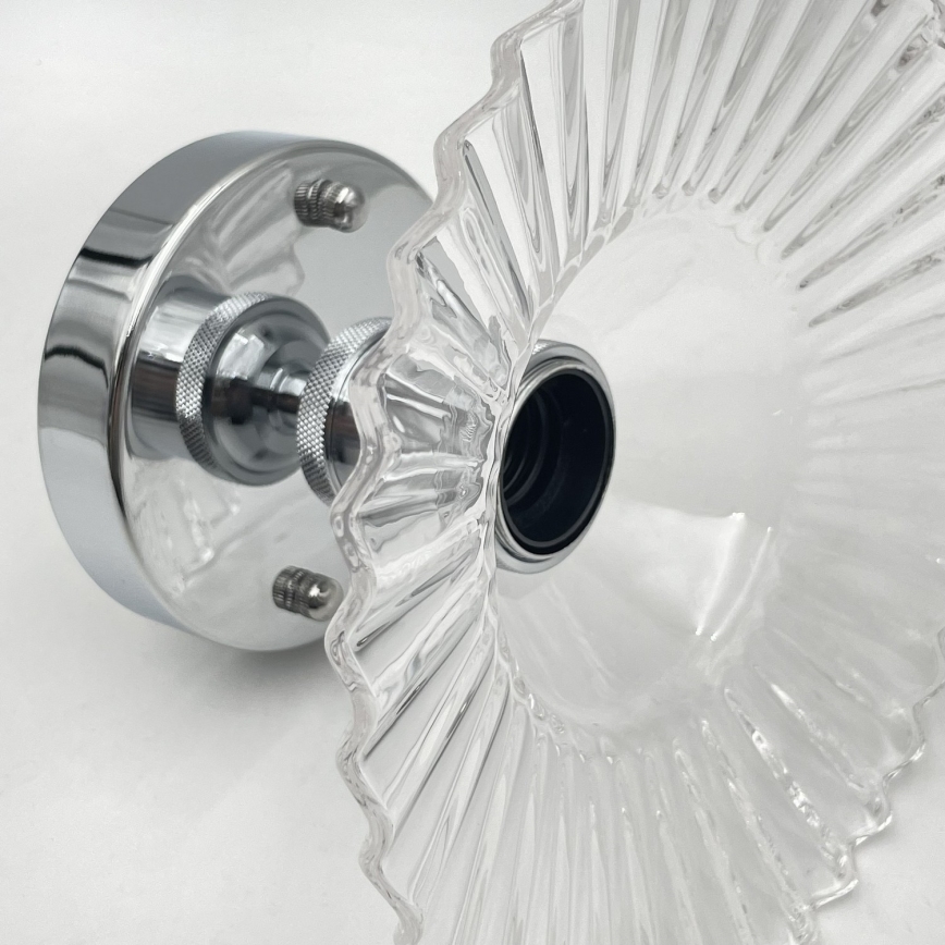 Pritvirtinamas prie lubų liustras TRISH 1xE27/15W/230V blizgus chromas/skaidrus