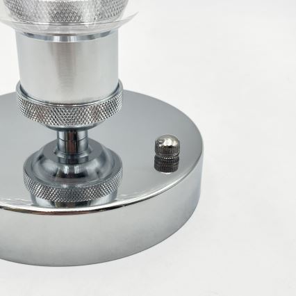 Pritvirtinamas prie lubų liustras TRISH 1xE27/15W/230V blizgus chromas/skaidrus