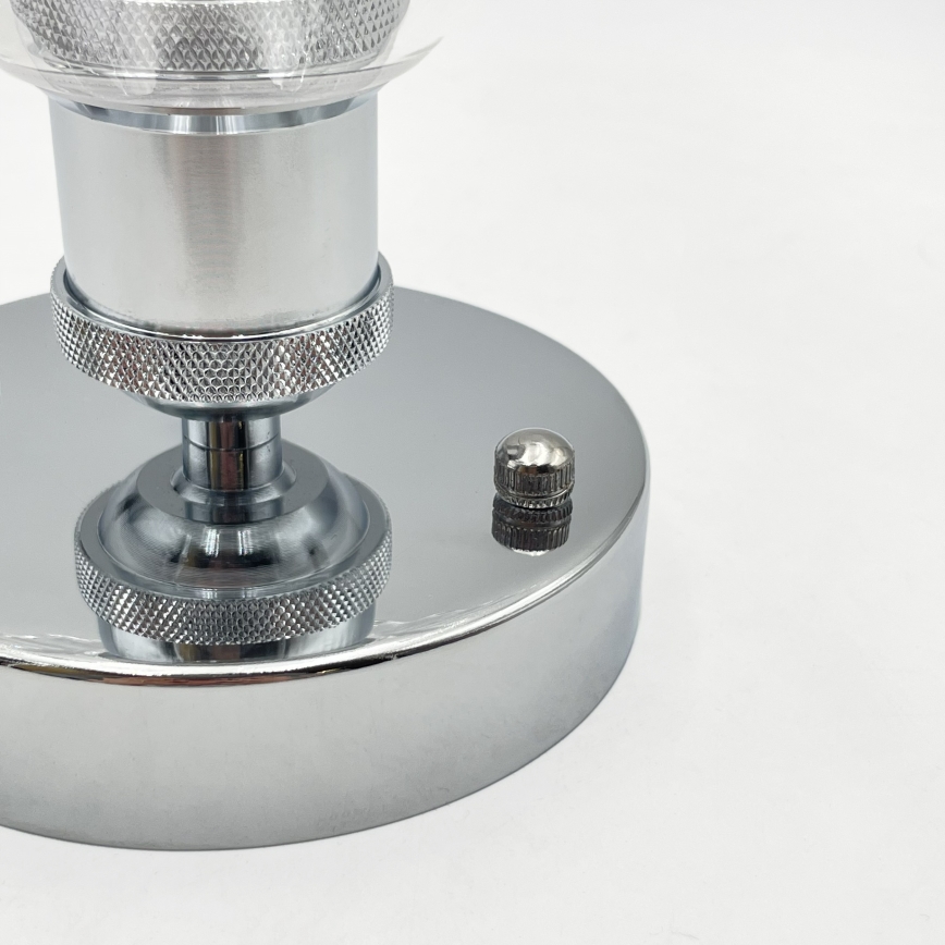 Pritvirtinamas prie lubų liustras TRISH 1xE27/15W/230V blizgus chromas/skaidrus