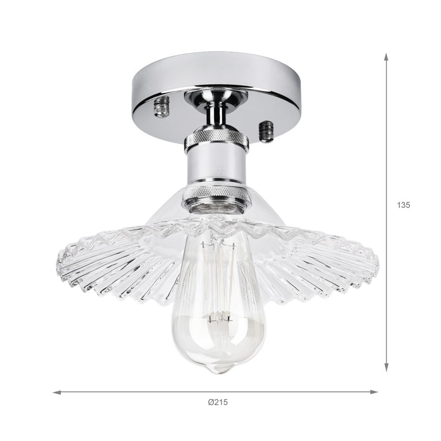 Pritvirtinamas prie lubų liustras TRISH 1xE27/15W/230V blizgus chromas/skaidrus