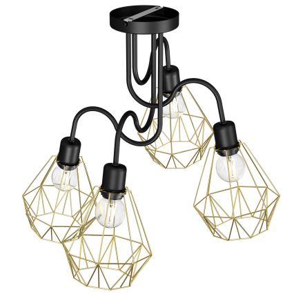 Pritvirtinamas sietynas BERGEN 4xE27/60W/230V juodas/aukso