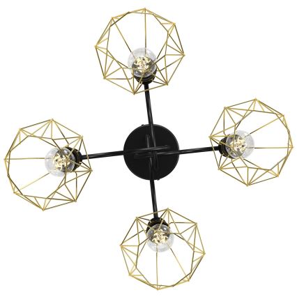 Pritvirtinamas sietynas BERGEN 4xE27/60W/230V juodas/aukso