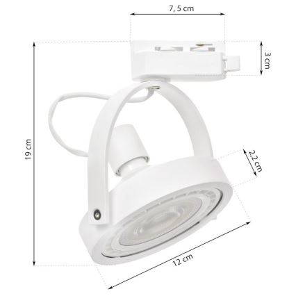 Prožektorius bėgių sistemai LUGAR 1xAR111 - GU10/25W/230V