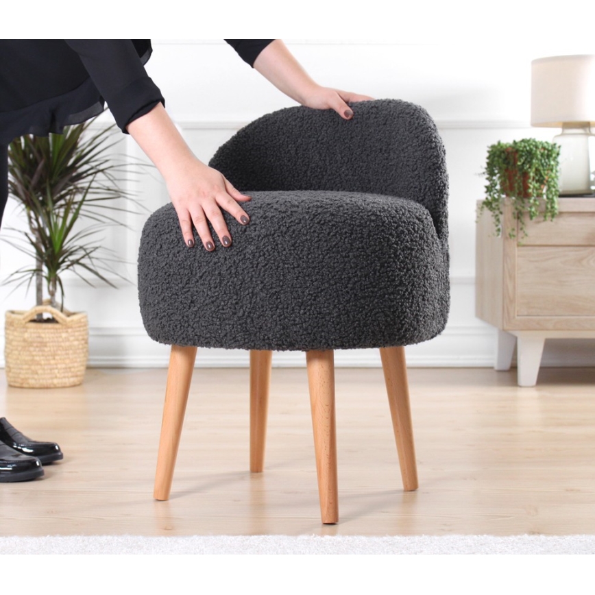 Pufas MIKI, skersmuo 46 cm, tamsiai pilka