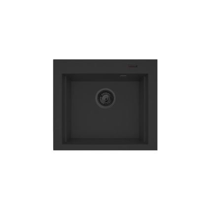 Pyramis 070169001_2 - Virtuvės kriauklė su pjaustymo lenta SIROS 57x51,5 cm + kriauklės čiaupas granito/juoda