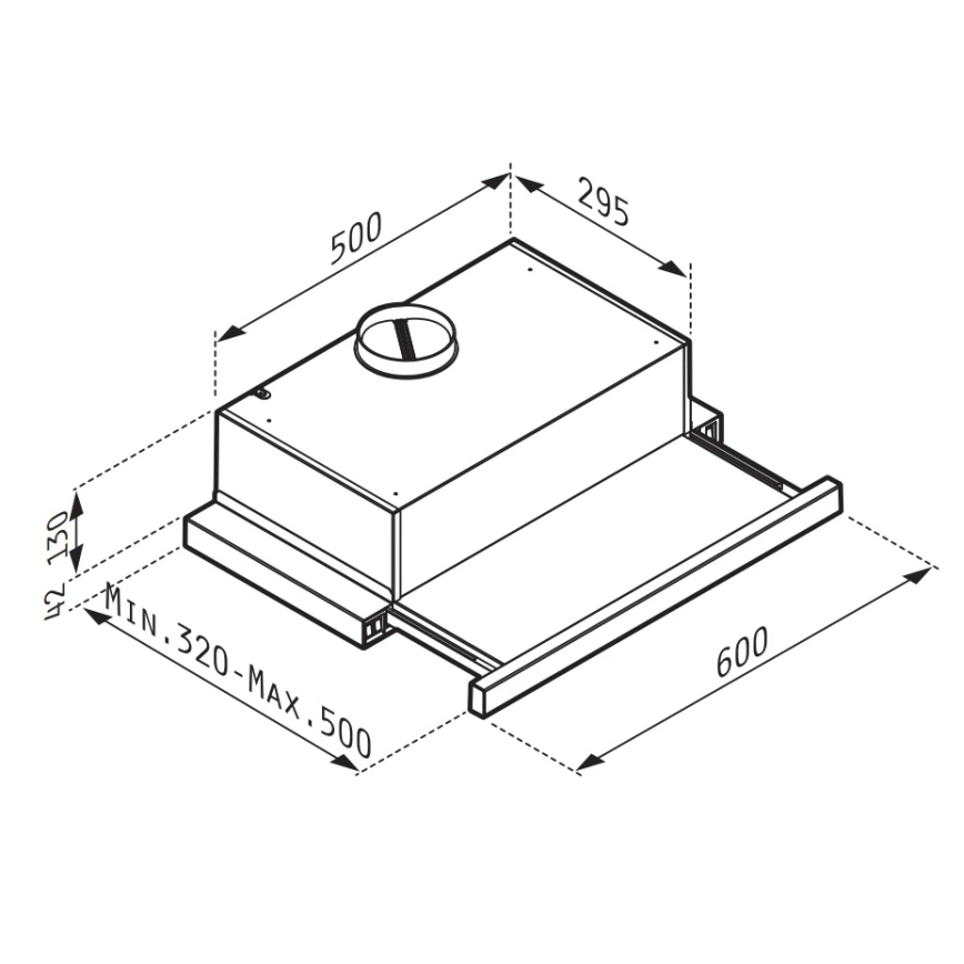 Pyramis 65040001 - Virtuvės gaubtas SLIDING NT 60 cm balta