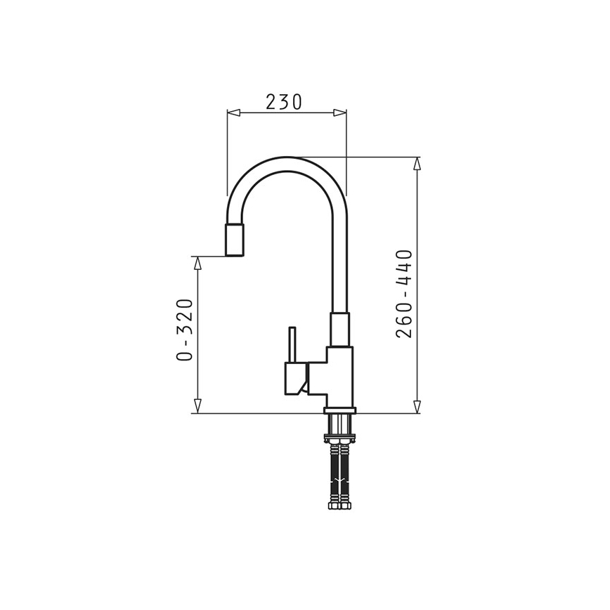 Pyramis 90938001 - Maišytuvas su lanksčiu snapu FLESSI pilkas