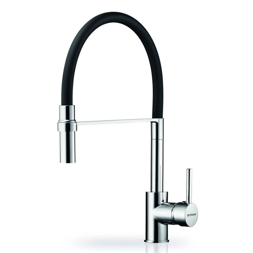 Pyramis 90939801 - Kriauklės čiaupas su lanksčia rankena SERINA chromas/juoda