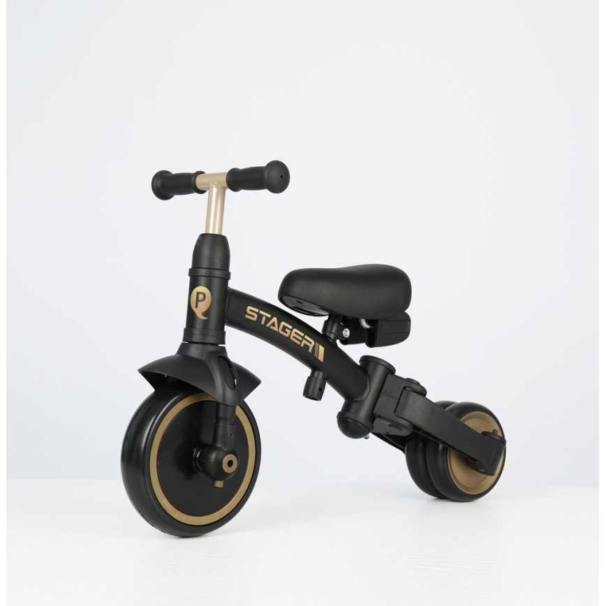 QPlay - 3in1 vaikiškas triratukas STAGER, juodas