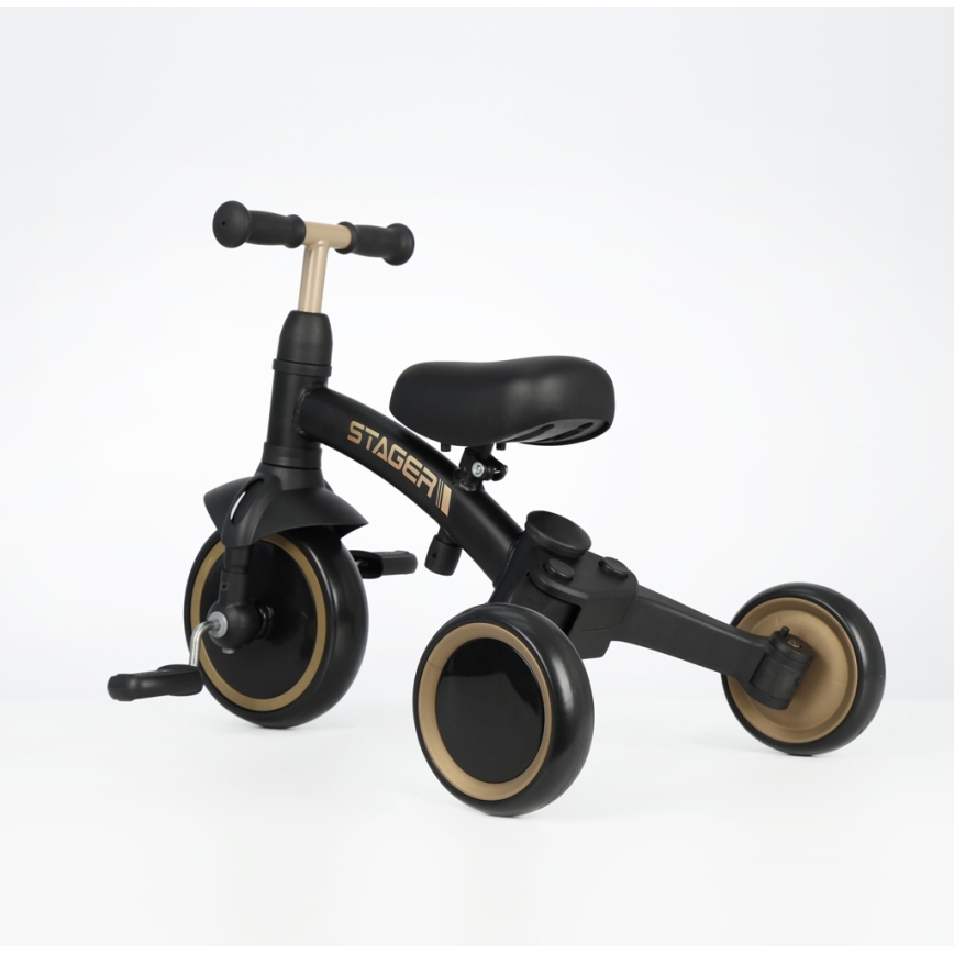 QPlay - 3in1 vaikiškas triratukas STAGER, juodas