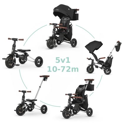 QPlay - Vaikiškas 5in1 triratukas NOVA DELUXE juodas
