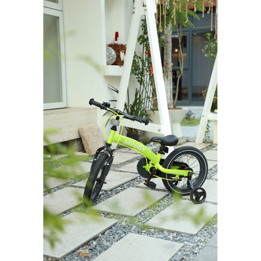 QPlay - Vaikiškas dviratis 14" MINIBY 3in1 žalia