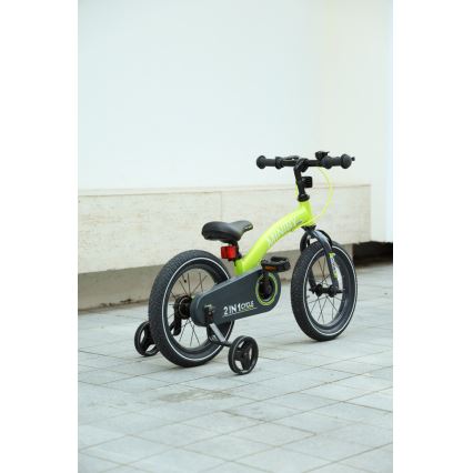 QPlay - Vaikiškas dviratis 14" MINIBY 3in1 žalia