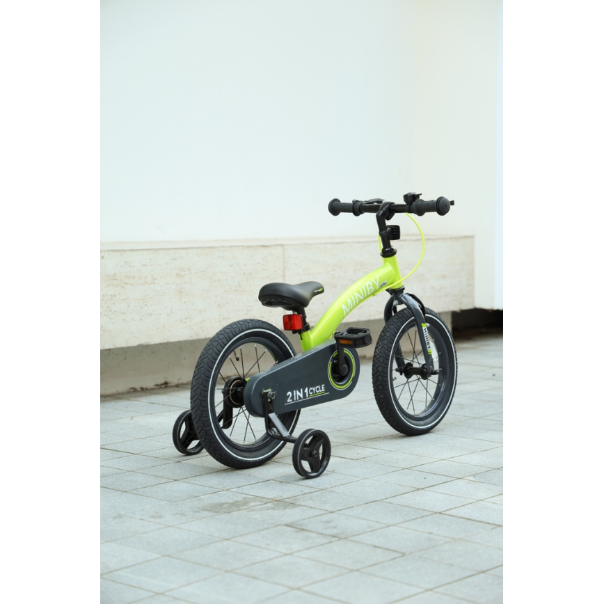 QPlay - Vaikiškas dviratis 14" MINIBY 3in1 žalia