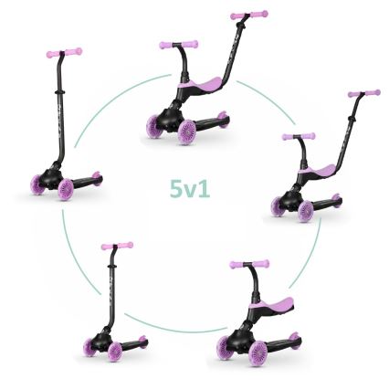QPlay - Vaikiškas paspirtukas 5in1 SEMA violetinė