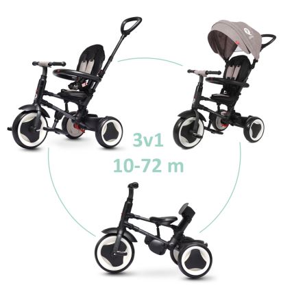QPlay - Vaikiškas triratis 3in1 RITO EVO pilka