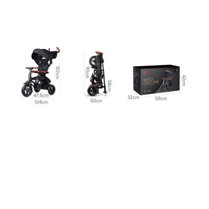 QPlay - Vaikiškas triratukas 6in1 RITO DELUXE pilkas