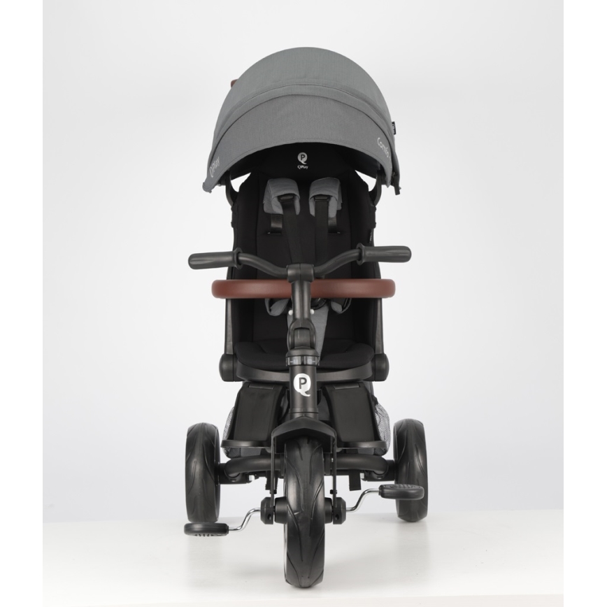 QPlay - Vaikiškas triratukas 7 viename COMFO MAX pilkas