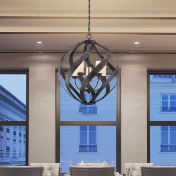 Quintiesse - Lauko liustra ant grandinės BLACKSMITH 5xE14/40W/230V Ø 66,4 cm IP44 juoda