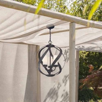 Quintiesse - Lauko pakabinamas šviestuvas ant grandinės BLACKSMITH 3x E14/40W/230V skersmuo 40,7 cm IP44 juodas