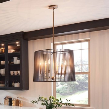 Quintiesse - Pakabinamas šviestuvas ant stiebo LINARA 6xE14/60W/230V Ø 66 cm juoda/auksinė