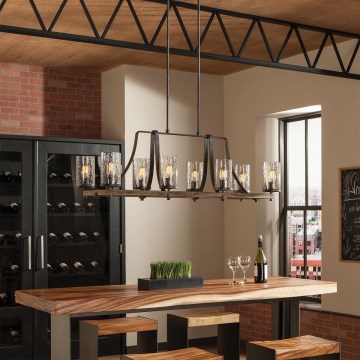 Quintiesse - Pakabinamas šviestuvas ant strypo ANGELO 8xE27/60W/230V, ąžuolo dekoras