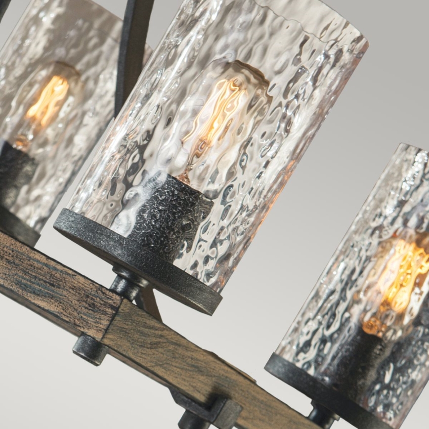 Quintiesse - Pakabinamas šviestuvas ant strypo ANGELO 8xE27/60W/230V, ąžuolo dekoras