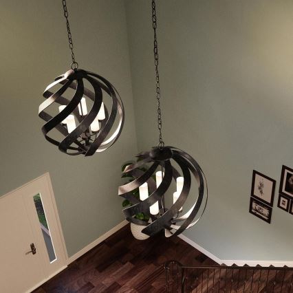 Quintiesse - Lauko liustra ant grandinės BLACKSMITH 5xE14/40W/230V Ø 66,4 cm IP44 juoda