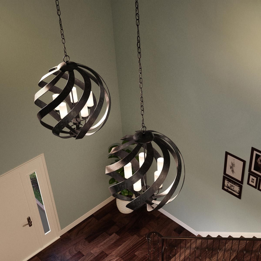 Quintiesse - Lauko liustra ant grandinės BLACKSMITH 5xE14/40W/230V Ø 66,4 cm IP44 juoda