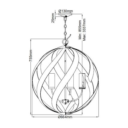 Quintiesse - Lauko liustra ant grandinės BLACKSMITH 5xE14/40W/230V Ø 66,4 cm IP44 juoda