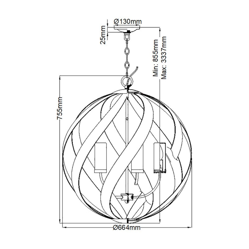 Quintiesse - Lauko liustra ant grandinės BLACKSMITH 5xE14/40W/230V Ø 66,4 cm IP44 juoda