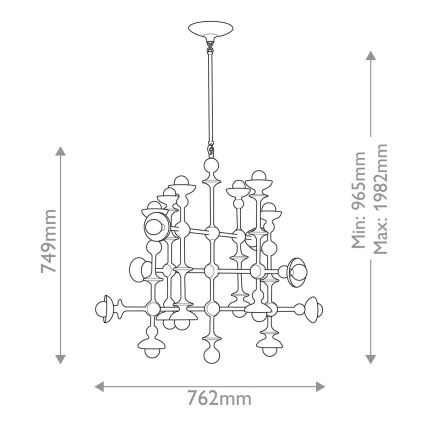 Quintiesse - Pakabinamas šviestuvas ant stiebo CADENCE 18xE14/40W/230V baltas