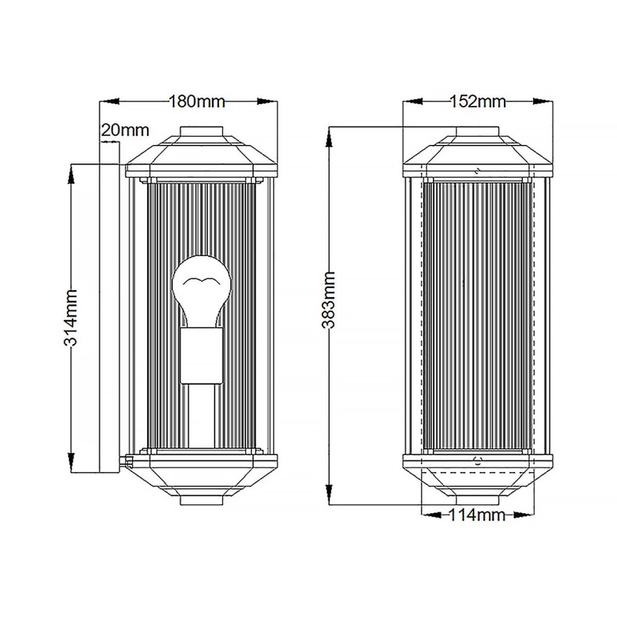 Quintiesse - Lauko sieninis šviestuvas CASTELLE M 1xE27/60W/230V IP44 juodas