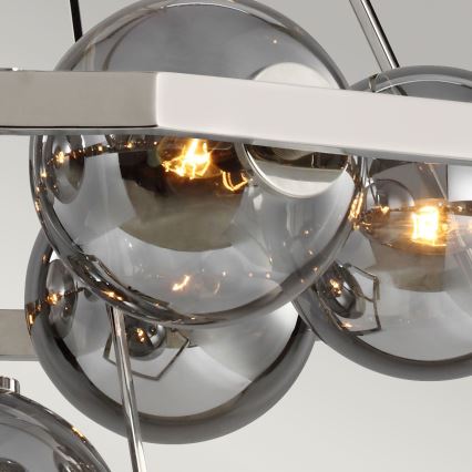 Quintiesse - Pakabinamas šviestuvas ant strypo HARPER 7xE14/60W/230V, skersmuo 81,3 cm, blizgus chromas / rūkytas stiklas