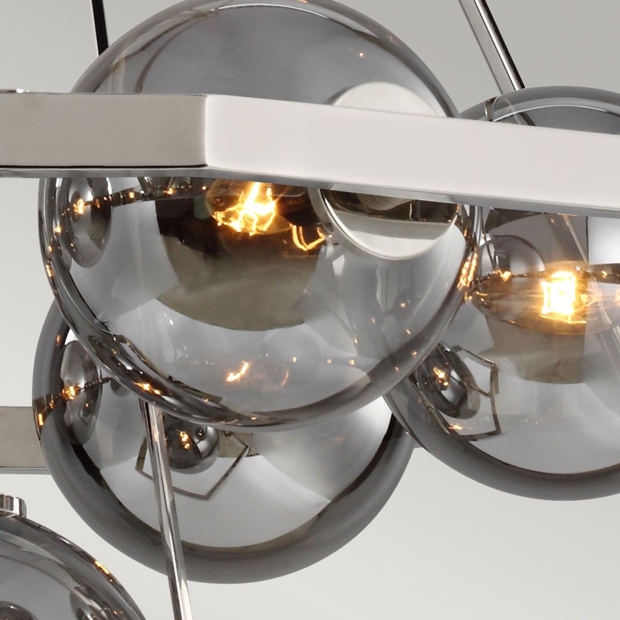 Quintiesse - Pakabinamas šviestuvas ant strypo HARPER 7xE14/60W/230V, skersmuo 81,3 cm, blizgus chromas / rūkytas stiklas