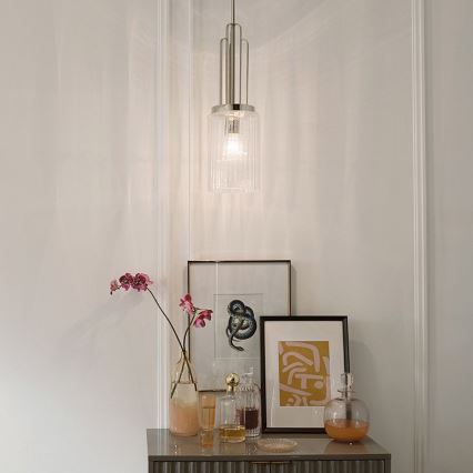 Quintiesse - Pakabinamas šviestuvas su stiebu KIMROSE 1xE27/60W/230V skersmuo 17,8 cm blizgus chromas