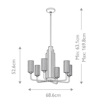 Quintiesse - Liustra su stiebu KIMROSE 6xE14/40W/230V, skersmuo 68,6 cm, auksinė