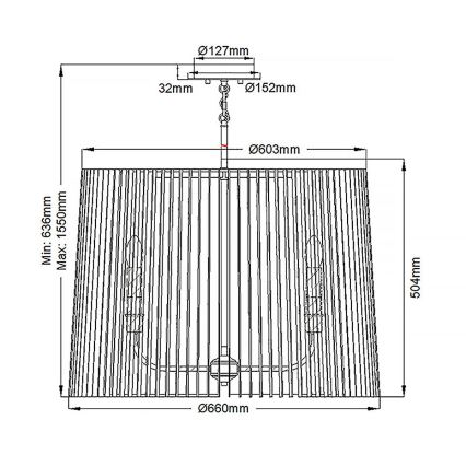 Quintiesse - Pakabinamas šviestuvas ant stiebo LINARA 6xE14/60W/230V Ø 66 cm juoda/auksinė