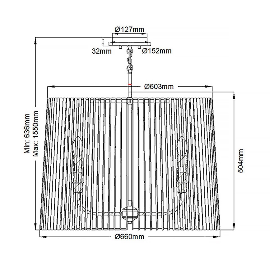 Quintiesse - Pakabinamas šviestuvas ant stiebo LINARA 6xE14/60W/230V Ø 66 cm juoda/auksinė