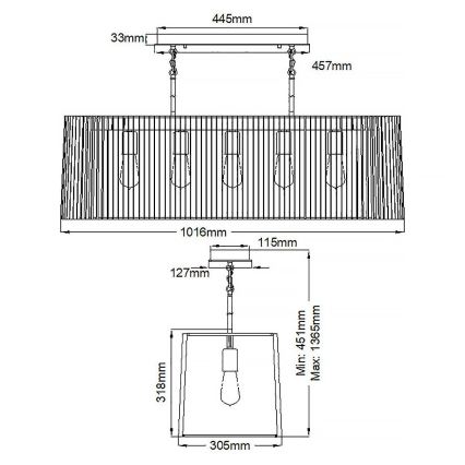 Quintiesse - Pakabinamas šviestuvas ant strypo LINARA 5xE27/60W/230V, juodas/auksinis