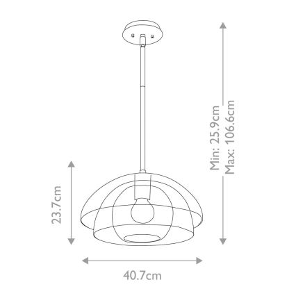 Quintiesse - Pakabinamas šviestuvas su strypu LOTUS 1xE27/60W/230V Ø 40,7 cm aukso spalvos
