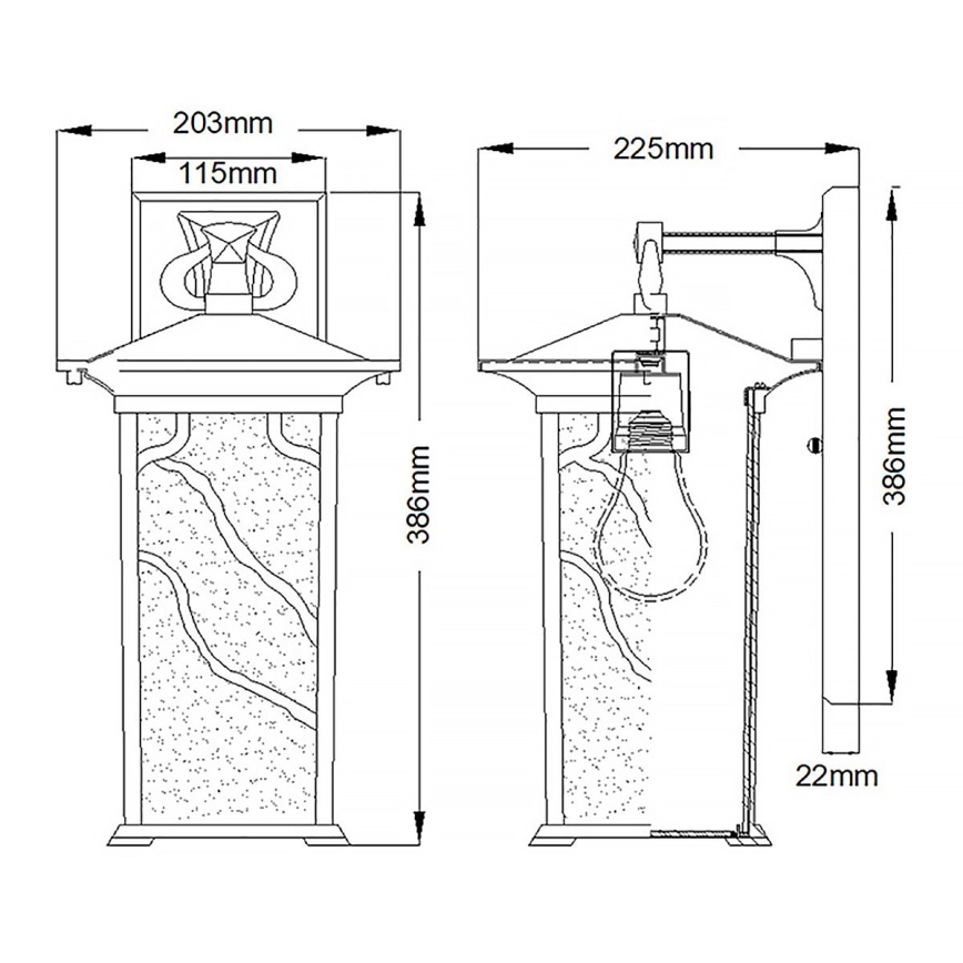 Quintiesse - Lauko sieninis šviestuvas MORRIS L 1xE27/60W/230V IP44 bronzinis