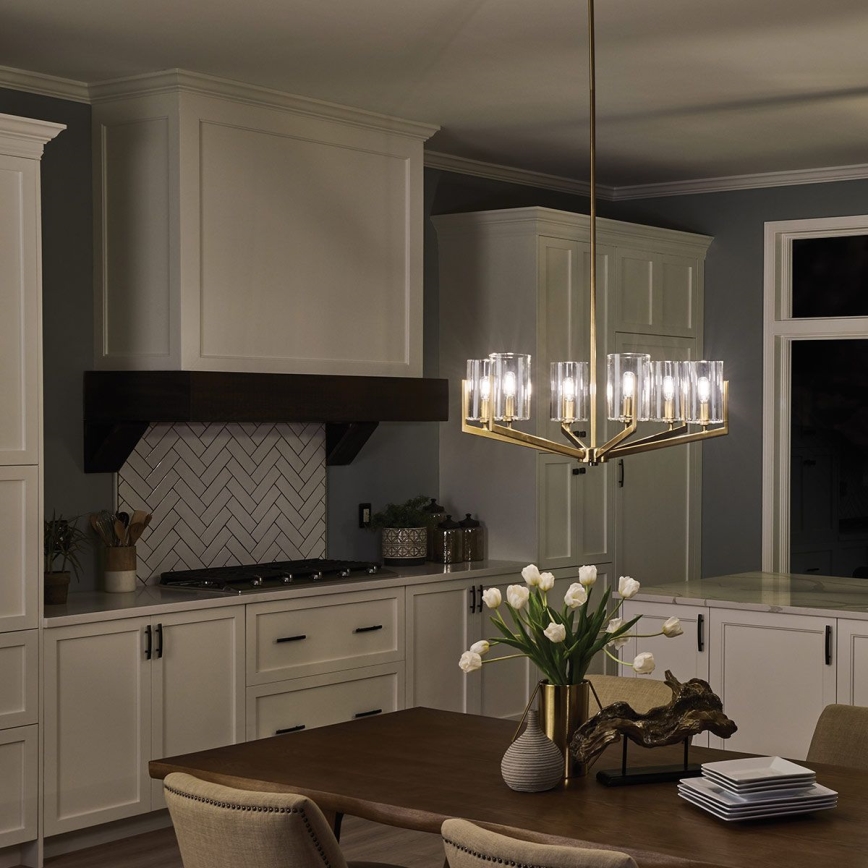 Quintiesse - Kabantis šviestuvas ant strypo NYE 6xE14/40W/230V, skersmuo 71,1 cm, auksinės spalvos